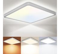 Fynokst Plafoniera LED Soffitto Dimmerabile 24W, 3200LM Lampada da Soffitto, 6000K/4000K/3000K, IP54 Impermeabile Quadrata Plafoniere, Per Tutti Gli Ambienti Casa, Diametro Ø30CM, Bianco Confezione 1
