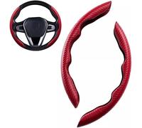 FYONMDC 2 Pezzi Coprivolante per Renault Clio 2019-2022 2023 2024 2025 Accessori Interno, Antiscivolo Coprivolante Fibra Carbonio, Ultra Leggero Coprivolant,B/Red