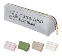 Fyore Astuccio in pelle personalizzato con logo, astuccio personalizzato in massa con cerniera metallica sottile matita organizzatore,4 Pack