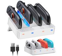 FYOUNG Caricatore Switch per JoyCon 2 & 1 - Stazione di Ricarica Controller Switch 2/1 /OLED Accessori Supporto di Ricarica Compatto con Indicatore LED - Bianco