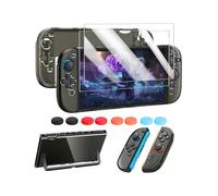 FYOUNG Custodia protettiva per Nintendo Switch 2 (2025), guscio rigido sottile nero traslucido per Switch 2 accessori, custodia protettiva antigraffio e antiurto per Joycon 2 con pellicola protettiva