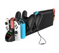 FYOUNG Dock di ricarica LED 6 in 1 per controller Nintendo Switch Pro e JoyCons, stazione di ricarica per controller JoyCons Nintendo Switch con presa USB 2.0 e porte USB 2.0
