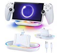 FYOUNG Dock di ricarica per PlayStation Portal compatibile con copertura protettiva, supporto caricabatterie portatile RGB con cavo USB-C, stazione di ricarica con porta magnetica di tipo C per PS