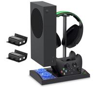 FYOUNG Supporto di raffreddamento verticale compatibile con accessori Xbox Series S con batteria ricaricabile, stazione di ricarica con sistema di ventola di raffreddamento + 2 batterie da 1400 mAh +