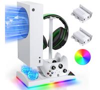 FYOUNG Upgrade - Supporto per ventola di raffreddamento RGB per console Xbox Series S con 15 luci colorate, Dual Controller stazione di ricarica per Xbox Series S, accessori con 2 batterie