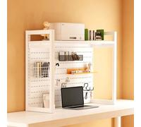 FYRDTNG Libreria da Scrivania Regolabile in Altezza con Pannello Forato, Organizer da Tavolo in Acciaio al Carbonio, Mensola per Scrivania per Dormitorio(White-Single Tier,80cm/31.5in)