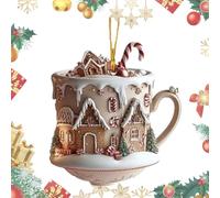 Fyrdyn Addobbi Albero Di Natale A Casa a Forma di Tazza | Pendente Per Feste Natalizie - Pendente Acrilico Festivo 2D Per Casa Party Vacanze Patio Esterno Ingresso Interno Camera Festival