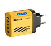 Fyrdyn Caricatore USB, Ricarica Rapida da Muro con 5 Porte, Stazione Multipresa per Soggiorno Bagno Ufficio Casa Interni Esterni