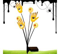Fyrdyn Luci da Picchetto a Mano | Luci da Picchetto con Mani Scheletriche e Occhi | Decorazioni Spaventose a Energia Solare Impermeabili per Cimitero Giardino Esterno Halloween | Sentiero Patio Feste