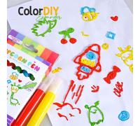 Fyrdyn Penne da Disegno | Penna a Bolle 6 Colori per Pittura 3D - Artistici Lavabili per Decorare Ceramica Metallo Legno e Superfici Multiple