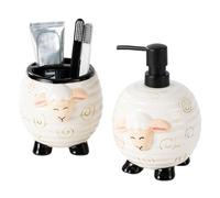 Fyrdyn Set per il Sapone da Bagno - 2 Pezzi Organizzatore in Ceramica,Dispensatore Di Sapone Schiumogeno Per Mani - Per Organizzazione Familiare, Casa, Igiene Quotidiana, Lavello della Cucina,