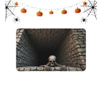 Fyrdyn Zerbino Halloween Teschio Design Antiscivolo Asciugatura | Tappeto Halloween Con Illusione Ottica A Abisso E Base Antiscivolo, Poliestere Che Assorbe L'umidità Per Ingresso E Bagno