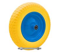 FYRKANT Ruota Piena antiforatura 3.50-8 per carriola | Cerchio in Acciaio | gomma in poliuterano | Battistrada Scolpito | Diametro 35cm Larghezza 9cm Asse da 170 mm