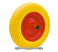 FYRKANT Ruota Piena antiforatura 3.50-8 per carriola | Cerchio in Acciaio | gomma in poliuterano | Battistrada Scolpito | Diametro 35cm Larghezza 9cm Asse da 210 mm