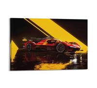 FYRN Poster con auto sportiva rossa 499p 2023, super auto da corsa, stampa artistica da parete, stile retrò, decorazione per ufficio, 40 x 60 cm, con cornice