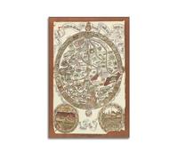 FYRNQ Poster da parete con mappa del mondo medievale, stampa artistica da parete in stile retrò, decorazione artistica per la casa e l'ufficio, 20 x 30 cm, senza cornice