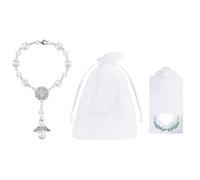 Fyshird 8 rosari cattolici con ciondolo a forma di angelo custode da 10 mm, braccialetto portafortuna, regalo per battesimo, comunione, cresima, matrimonio, auto, feste