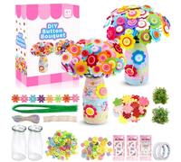 FYSL Set di fiori fai da te per bambini, per ragazze e ragazzi a partire dai 5 anni, artigianato, bottoni colorati, fiori di feltro, vaso di fiori, accessori per bricolage, regali per ragazze 6, 7, 8,