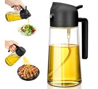 FYSL Spruzzatore Olio, 2 in 1 Oliera Spray, Spruzzatura e Versamento di Olio, Nebulizzatore Olio da 470ml, Spruzzino Olio per Friggitrice Aria, Olio Spray per Cucina, Insalata e Barbecue, Nero