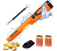 FYSMY - Metal detector pinpoint completamente impermeabile, con 2 batterie da 9 V, rilevatore di vibrazioni a LED Gold Hunter, indicatore LED a 360°, ricerca tesori (arancione)