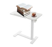 Fyssnn Scrivania regolabile in altezza, scrivania mobile con ruote nascoste, tavolino da letto per ospedale, tavolo inclinabile/pieghevole, tavolo da letto per casa, uffici (bianco)
