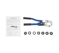 Fyssnn Set di pinze di crimpatura idrauliche, professionali, con 7 matrici di contorno a V e testa di rotazione a 180°, pinza a mano per tubo composito di rame (blu)