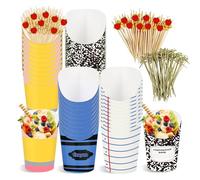 FYSUIMU 48 bicchieri per salumi per il rientro a scuola con 100 bastoncini per matite, quaderni, composizione, pastelli, antipasti, bicchieri usa e getta, per patatine fritte, snack, dessert, feste di