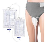 FYSXU Wearable Urine Collector with External Catheter Silicone Reusable Collection Pouch Breathable Fixed Pants And 2 Urinary Bags 2000ml And 1000ml with Adjustable Waist Strap(Gray,Male)