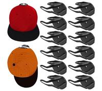FYting 12 Pezzi Porta Cappelli,Porta Cappelli da Parete,Gancio per Cappello Autoadesivo Senza Cuciture per Berretti da Baseball, Cappelli da Pappagallino, Cappelli da Sole(Nero)