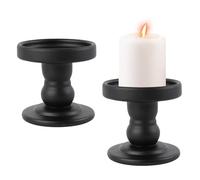 FYting 2 Pezzi Portacandele,Porta Candele,Portacandele Vetro,Candelabro Natalizio,Centrotavola, Decora Il Soggiorno per Candele Profumate, Matrimoni, Natale, Festa, Tavolo da Pranzo (Nero)