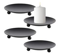 FYting 4 Pezzi Portacandele, Portacandele Conico per Tavoli, Portacandele per Candele coniche, Portacandele in Metallo, Candelabro Vintage per la Festa di Natale Cena, 9.5 x 1.5 cm (Nero)