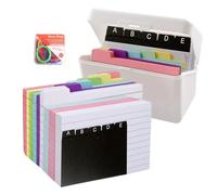 FYting Flashcards,Scatola A7, 150 Schede + 150 Fogli Colorati con 8 Anelli Per Libri, Scatola per Carte Didattiche, Adatta per Viaggiare, Appunti Didattici, Ricette o Schede Flash (Bianco)