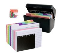 FYting Flashcards,Scatola A7, 150 Schede + 150 Fogli Colorati con 8 Anelli Per Libri, Scatola per Carte Didattiche, Adatta per Viaggiare, Appunti Didattici, Ricette o Schede Flash (Nero)