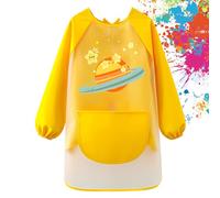 FYting Grembiule Asilo Bambina, Grembiule Pittura Bambini, Grembiule Asilo, Materiale Tpu Sicuro, Lavorazione Raffinata, Manichetto Elastico,Regolabile, Impermeabile, Non Sporcherà I Vestiti(Giallo)