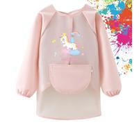 FYting Grembiule Asilo Bambina, Grembiule Pittura Bambini, Grembiule Asilo, Materiale Tpu Sicuro, Lavorazione Raffinata, Manichetto Elastico,Regolabile, Impermeabile, Non Sporcherà I Vestiti(Rosa)