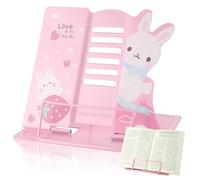 FYting Leggio per Libri,Leggio da Tavolo,Leggio da Letto,Scaffale Regolabile a 6 Livelli per Presentazioni, Libri di Testo, iPad, Libri di Cucina, Adatto a Scuole, Cucine e Uffici (Coniglietto Rosa)