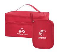 FYting Porta Medicine Da Viaggio,2 Pezzi Kit Pronto Soccorso Da Viaggio(L+S),Cassetta Pronto Soccorso Vuota In Impermeabile, Classificato Doppio Strato, Adatto Scuola, Campeggio(Rosso)