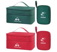 FYting Porta Medicine Da Viaggio,2 Pezzi Kit Pronto Soccorso Da Viaggio(L+S),Cassetta Pronto Soccorso Vuota In Impermeabile, Classificato Doppio Strato, Adatto Scuola, Campeggio(Verde o Rosso)