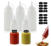 FYting Squeezer,5 Pezzi Dosatore Olio 250ml,Squeeze Bottle,Bottiglia Squeeze di Plastica,Biberon Cucina,con 2 Su Scala, Libera Bpa, Perdite,per Ketchup, Senape, Maionese, Olio DOliva (8 Once)