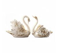 FytStycale 2 Pezzi Portabottiglie Cigno Design di Lusso Statuetta Cigno Portabottiglie Stile Moderno Coppia Cigni Decorativi per Credenza, Bianco Perla