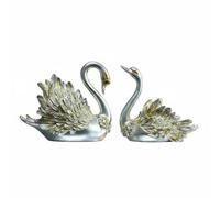 FytStycale 2 Pezzi Portabottiglie Cigno Design di Lusso Statuetta Cigno Portabottiglie Stile Moderno Coppia Cigni Decorativi per Credenza, Piuma Oro+Argento