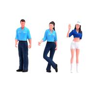 FytStycale 3 Pezzi 1/64 Figura Modello Diorama Scenario Collezioni Maschio Femmina Layout Treni Architettonico Miniatura Stazione di Servizio Operaio, Blu