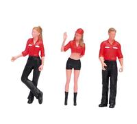 FytStycale 3 Pezzi 1/64 Figura Modello Diorama Scenario Collezioni Maschio Femmina Layout Treni Architettonico Miniatura Stazione di Servizio Operaio, Rosso