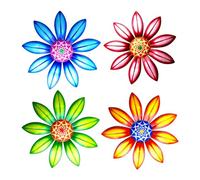 FytStycale 4 Pezzi di Sculture Decorative da Parete in Metallo a Forma di Fiore, Ornamenti in Ferro da Appendere, Robusti, Adatti per Patio, Recinzione, Prato, C