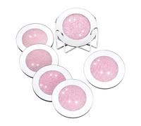 FytStycale 6 Pezzi Sottobicchieri Rotondi a Specchio, Protezioni per Tavoli E Accessori Da Bar in Vetro Impermeabili, Adatti Come Regali di Inaugurazione Della C, Rosa