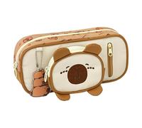 FytStycale Astuccio per Matite Scolastico con Cerniera E Design Capibara, Organizer per Trucco, Porta Utensili, Spazioso E Resistente, in Tessuto Oxford, Marrone Chiaro