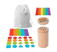 FytStycale Bastoncini, Giocattolo Sensoriale in Legno per L'ordinamento con Borsa Portaoggetti per La Scuola, Set C, Taglia unica bambino