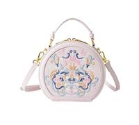 FytStycale Borsa Donna a Mano Circolare Borsa a Tracolla Borsetta con Ricamo Floreale E Tracolla Regolabile Stile Moderno Adatta per Uscita Serale Appuntamenti Viaggio, Rosa