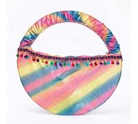 FytStycale Borsa Rotonda con Manico Piccola e Compatta Contenitore Portatile Struttura Rigida Borsa Glitter per Danza, Array, Arcobaleno Con Piccole Conchiglie, L
