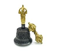 FytStycale Campana Rituale in Meditazione Cerimoniale con Corpo Inciso E Pomolo Dorato per Focus Armonizzazione Spazio Sacro, S